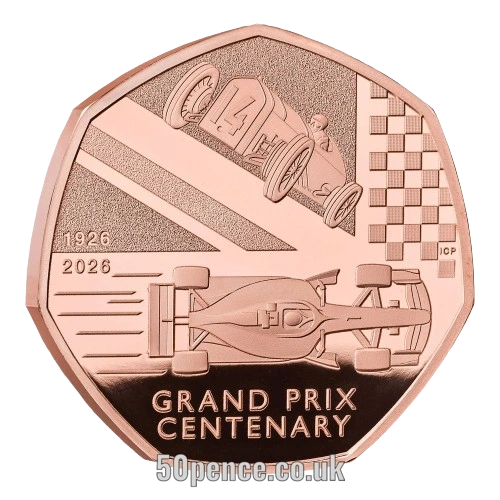 100 Years of the Grand Prix in Britain - 100 Years of the Grand Prix in Britain 2026 UK 50p Gold Proof Coin