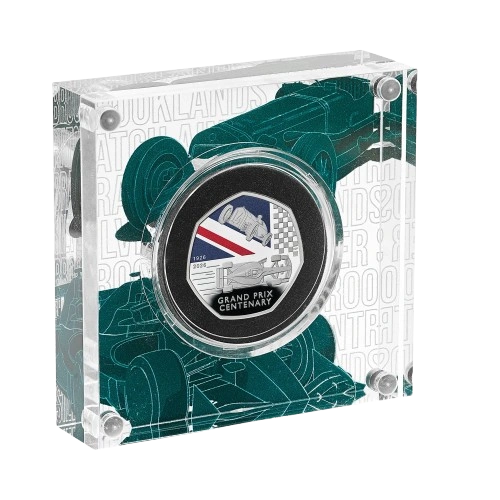 100 Years of the Grand Prix in Britain - 100 Years of the Grand Prix in Britain 2026 UK 50p Silver Proof Colour Coin
