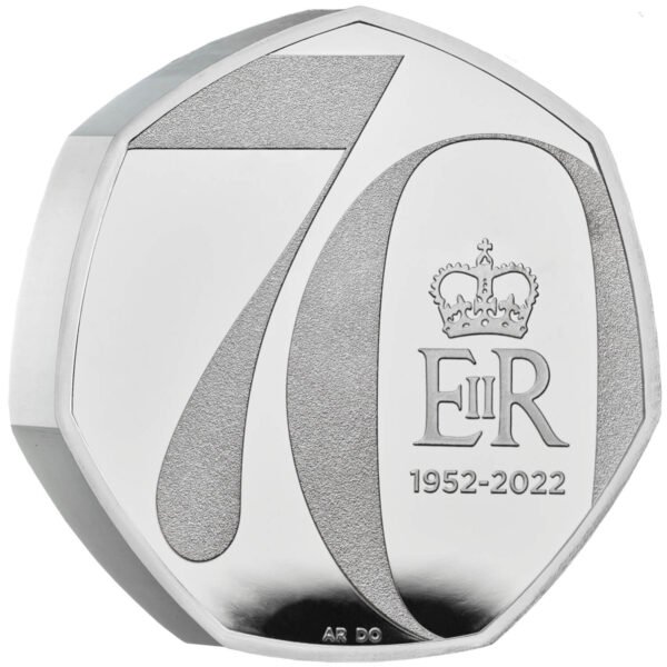 the platinum jubilee of her majesty the queen 2022 uk 50p silver proof piedfort coin standard jody clark obverse reverse edge 1500x1500 d707c29